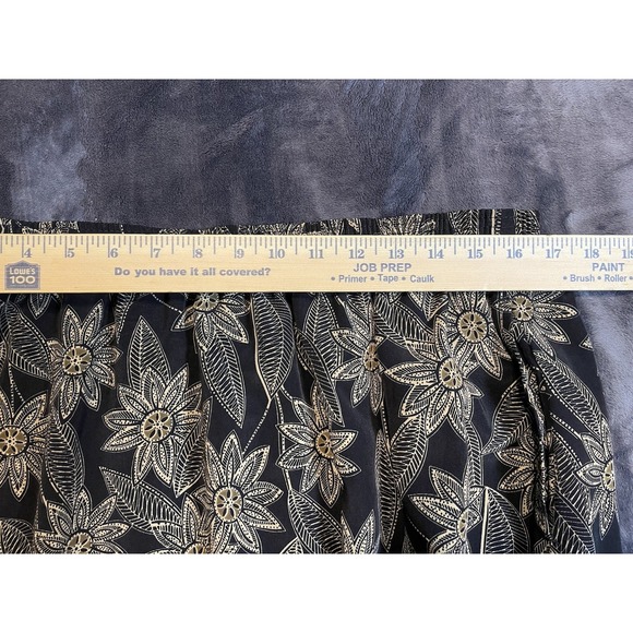 Vintage 90s Floral Midi Skirt Womens Size XL Petite Black Modest Flowy Secretary - Picture 2 of 6